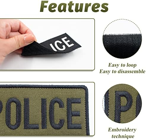 2 Опаковки полицаи ивици, Бродирани ленти с плетене на една кука и линия, Тактическа Малка нашивка за гърдите или рамото, елек,