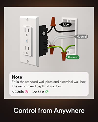 Lumary Smart Wall Outlet - Умна електрически контакт, работеща с Alexa, Google Home, 15 Ампера, концентратор не се изисква, е
