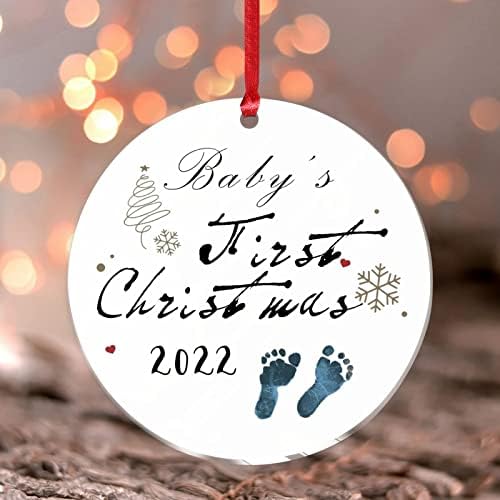Първата Коледа на бебето 2022 Коледен Орнамент Отпечатък от Крака на Детето Отпечатък на Новороденото Украса за Коледно парти Отпечатък