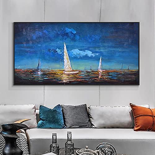 YZBEDSET Абстрактна Шарка Платноходки В морето, Живопис с маслени бои Върху Платно Ръчно Рисувани Стенни Художествена Картина