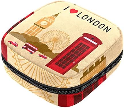 Чанта за съхранение на Хигиенни Кърпички I Love London Symbols Big Ben, в Чантата си за събиране на Тампони, Определени за първия си Урок за