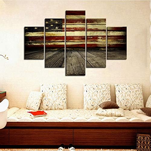 Дървени стенни Пана с Флага на сащ за Всекидневната, Живопис върху Платно, Ретро Флаг на САЩ, Непринуден Декор на Стените, Съвременно