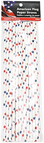 Еко-патриотични хартиени сламки от майстор-готвач с диаметър 25 см, дължина 10 см, украсени със звездички