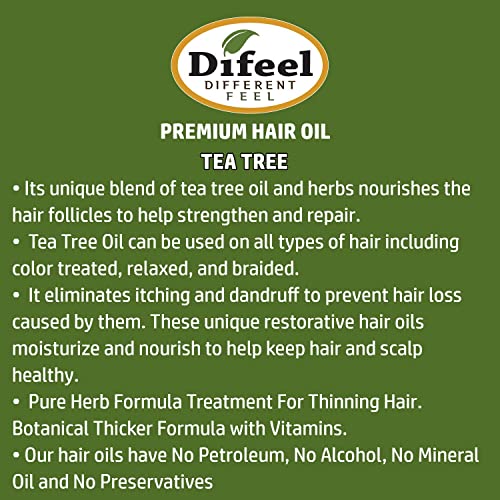 Натурално Масло за коса Difeel Premium - Масло от Чаено дърво за Суха кожа на главата 7,1 Грама