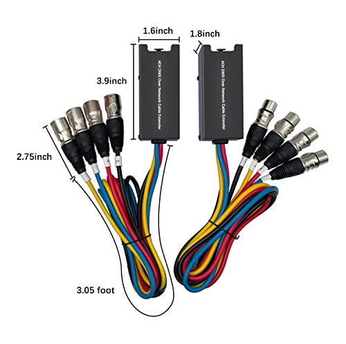 Удължителен кабел мрежов кабел LVY с 4 канала DMX, 3-пинов XLR конектор за свързване към кабел Ethercon, удължител DMX канали за кабел