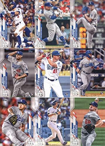 Пълен набор от карти на екипа на Лос Анджелис Доджърс 2020 (серия 1 и 2) от 29 картони: Кенли Янсен (24), Коди Беллинджер (50),