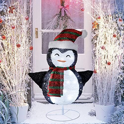 yofit 2,5 Подножието на Изскачащи Коледни Украшения във формата на Пингвин с подсветка, 45 led Светещи Сгъване на Коледните Пингвини