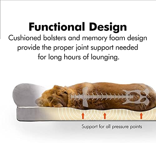 Ортопедичен разтегателен диван за кучета Friends Forever Memory Foam, свалящ се, Може да се Пере В машина, Издание от изкуствен велур премиум-клас,
