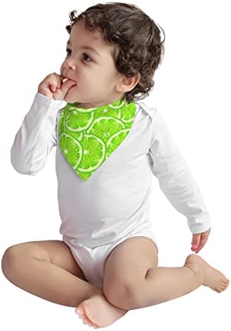 Памучни Бебешки Лигавници Лайм Зелено Pattern Детски Кърпа Капе Престилки Никнене На Млечни Зъби Храна Лигавник