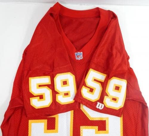 1991 Kansas City Chiefs 59 Game Пусна Червената фланелка 50 DP33052 - Използваните тениски За игри NFL без подпис