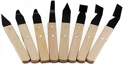 8 Опаковки керамични инструменти - Гравиране Ножове от неръждаема стомана със солидна дървена дръжка - Фаянс Ръчни инструменти - Художник