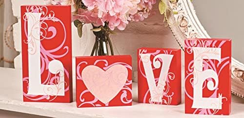 Любовта Блокове на Дървени Подарък за деня на Победата Украса Плотове Домашен Акцент Червени, Розови, Бели Свитъци във формата На Сърце