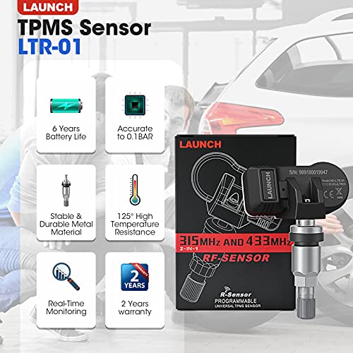 LAUNCH ГУМИТЕ Сензор LTR-01, сензор система за контрол на налягането в гумите 315 Mhz и 433 Mhz 2 в 1, работи с ATEQ/инструмент