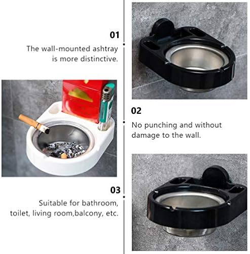 Преносима 2 елемента Стенни Пепелник Накрайника за Цигари, за Домашния Офис, Тоалетни за Баня в Черно и Бяло