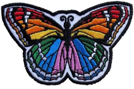 Кожена Нашивка за Колоездачи Supreme Pretty, Бродирана Пеперуда Цветове на Дъгата - Боядисана-Малка