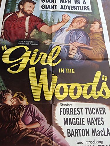 Момиче в гората, рядък красив оригинален плакат на филма, изградена 1958