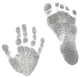 Комплект за снемане на отпечатък на детска ръце BabyRice с черна рамка на дисплея, бяло планина