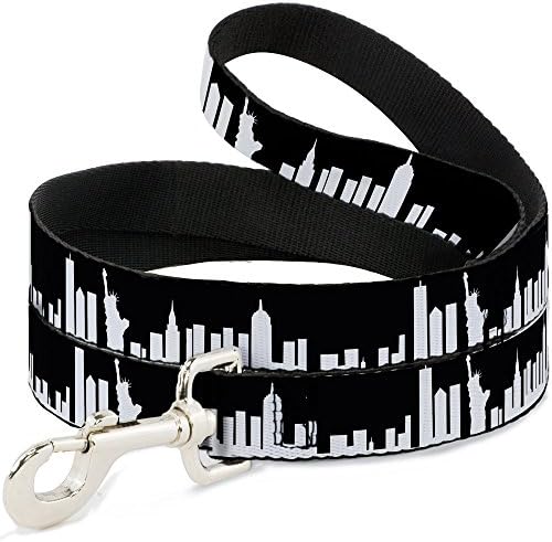 Каишка за кучета New York Solid Skyline Черно Бял Дължина 4 Метра Ширина На 1.0 Инча