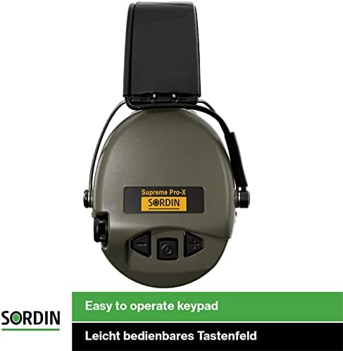 Sordin Supreme Pro X - Регулируема Активна Защита на слуха с Гелевыми вложка - Кожена лента за глава и Зелени чашка