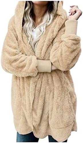 JJHAEVDY Модно Дамско Зимно палто 2022 година с Дълъг ръкав и Ревери с цип От Изкуствена овча кожа, Лохматая Яке Оверсайз Shacket