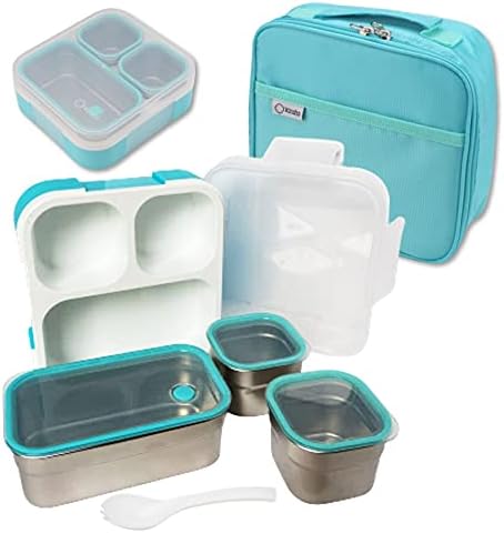 Обяд-Кутия от неръждаема стомана за деца Bento Lunch Box, Обяд-Бокс за деца в Детска градина, Контейнери за контрол на порции с 3