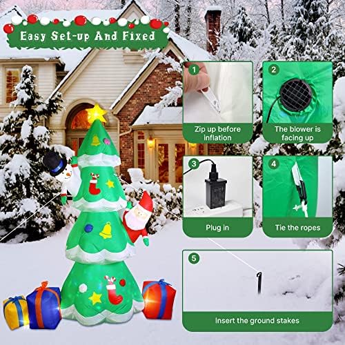 Коледна Надуваема Елха, 7-Подножието на Led Светлини Гигантски Коледни Надуваеми Изделия с 3 Пакетирани Подарочными Кутии, Станта Коледа и