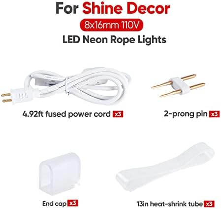 Комплект Decor Shine включва Комплект захранващия кабел със син на 20-метрови /65,6-футовыми led неонови кабелна автомобили фенери