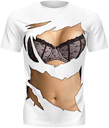 2023 Нова Мъжки Пролетно-Лятна Мускулест Мъжки тениски с 3D Дигитален Печат на Мускулите на Корема, с Кръгло деколте и