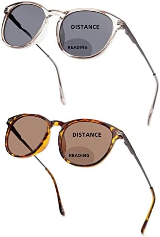 LianSan 2 Опаковки Отлични Метални Бифокальных Слънчеви очила за Четене за Жени с Пружинным Квадратна тръба на шарнирна