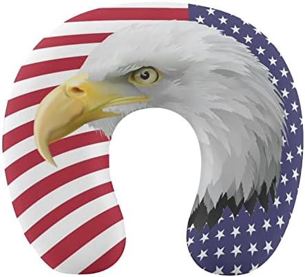 Американски Флаг Белоглав Орел Пътна Възглавница За Шията Memory Foam U-Образна Възглавница за Самолет за Поддръжка на Главата