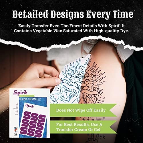 Хартия за прехвърляне на татуировки Spirit - обикновена Хартия за шаблон във формат А4 за прилагане на татуировки - Сертифицирана от Веганская