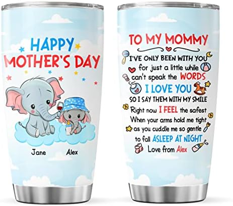 Персонализирана чаша за Бъдещата майка Има От мама и слонове За момчета, Точно сега се чувствам В безопасност, Персонални Подаръци за Нови