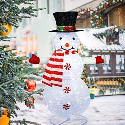 Улични Коледни Украшения във формата на Снежен човек, 4 Фута Осветена Коледна Украса във формата на Снежен човек, Открит Двор
