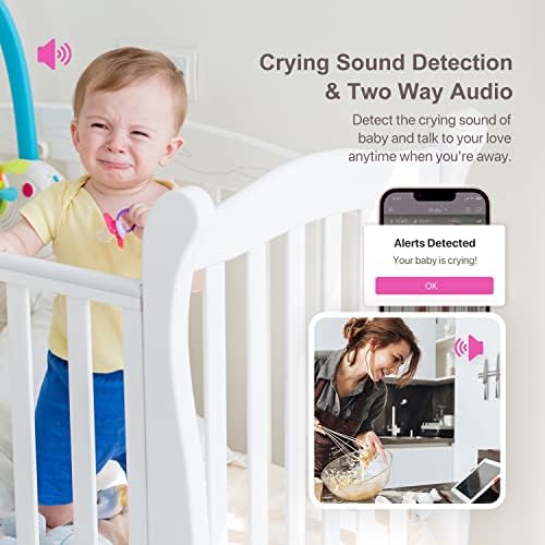 Безконтактен умен бебето следи, да наблюдава дишането в реално време с проследяване на сън, движение и звукови сигнали, 2-Лентов