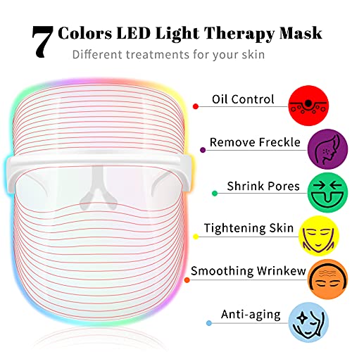 Yofuly 7 Цвята L E D Лицето Маска за лице, Портативно и Леко Устройство за грижа за кожата на лицето M-Попитай за домашна употреба