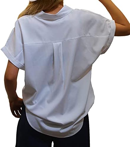 Блуза, Тениска за момичета Лято Есен 2023, Однотонная Блуза Копчета с Къс Ръкав Vneck, Однотонная Блуза BP BP