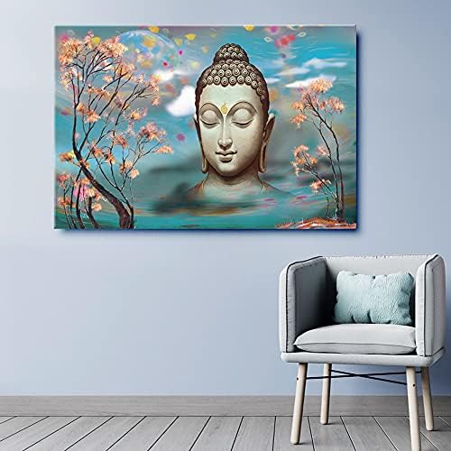 999Store Многоцветен картина върху платно с Буда (Платно, без рамка, 36x54 инча, синьо) ULP36540339