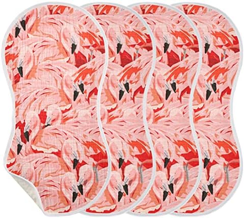 YYZZH Акварели на Розови Салфетки с Шарките на Фламинго, Муслиновые Салфетки от Оригване на Бебето, 4 опаковки, Памук, Детски