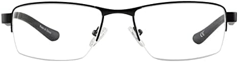 EYECEDAR 5-Pack Очила За Четене Мъжки Метални В Полукадровой Правоъгълна Рамка От Неръждаема Стомана Материал Прозрачни Лещи За