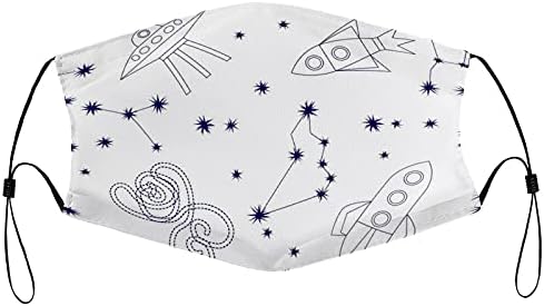 Творчески Прахозащитен Калъфи За Устата Защитно Облекло Тъканни Маска дизайн на Звездното Небе Летяща Чиния Ракета подарък за Коледа, Хелоуин