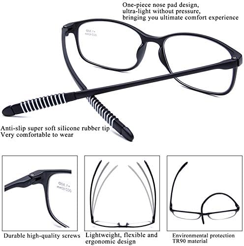 Компютърни Очила за четене AQWANO, Блокиране на Синя Светлина, Гъвкави Четци TR90, Леки Нечупливи Здрави Рамки, Антибликовый Филтър, UV-Защита за Жени, Мъже, 1,5