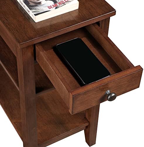 Концепция за обзавеждане American Heritage Приставной масичка с един стол с 1 чекмедже и рафтове за еспресо, 23,5 x 11,25 x 24