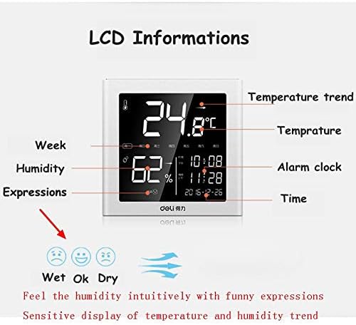 XDKLL електрически измерване на температура и влажност с LCD дисплей с функция час и дата, термометър