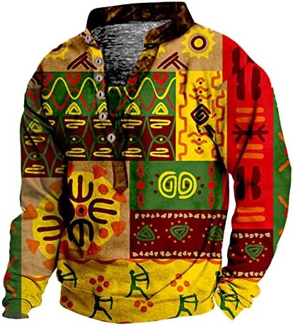 2023 Нова Мъжка тениска С дигитален печат Западните племена, Ретро, Младежки яка, Дълги ръкави. Многослойни Пуловери За Мъже