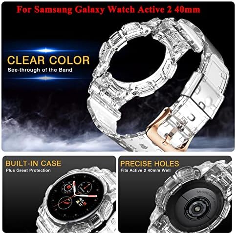 Колани AEHON + Калъф За Samsung Galaxy Watch Active 2 40 мм с Пълно Покриване на TPU Прозрачен Смарт Каишка За Часовник Гривна