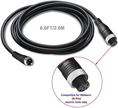 Захранващ кабел BatPower 6,6 фута за макари Shimano 6PIN Power Assist захранващия Кабел от Електрическата Риболовната макара