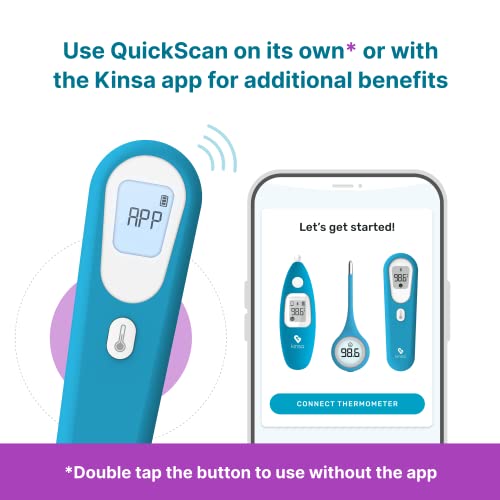 Умен термометър Kinsa QuickScan - Безконтактно дигитален термометър за челото, без да се докосне за бебета, деца и възрастни