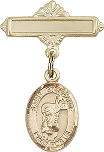 Детски икона Jewels Мания с чар Свети Стефании и полирани игла за бейджа | Детски икона от 14-каратово злато с чар Свети