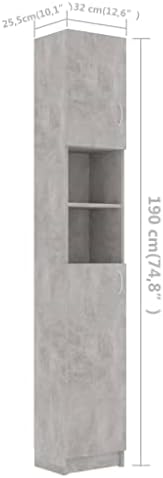 Шкаф за баня от орехово дърво, Бетонно-сив Шкаф за съхранение на ПДЧ Мебели за дома (Цвят: A, размер: както е показано)
