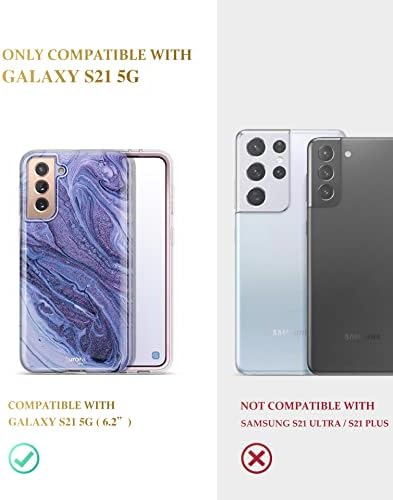 Комплект GVIEWIN Marble - съвместим с калъф Samsung Galaxy S21 (Таро /лилаво) + държач за пръстени телефон (романтична лилаво)